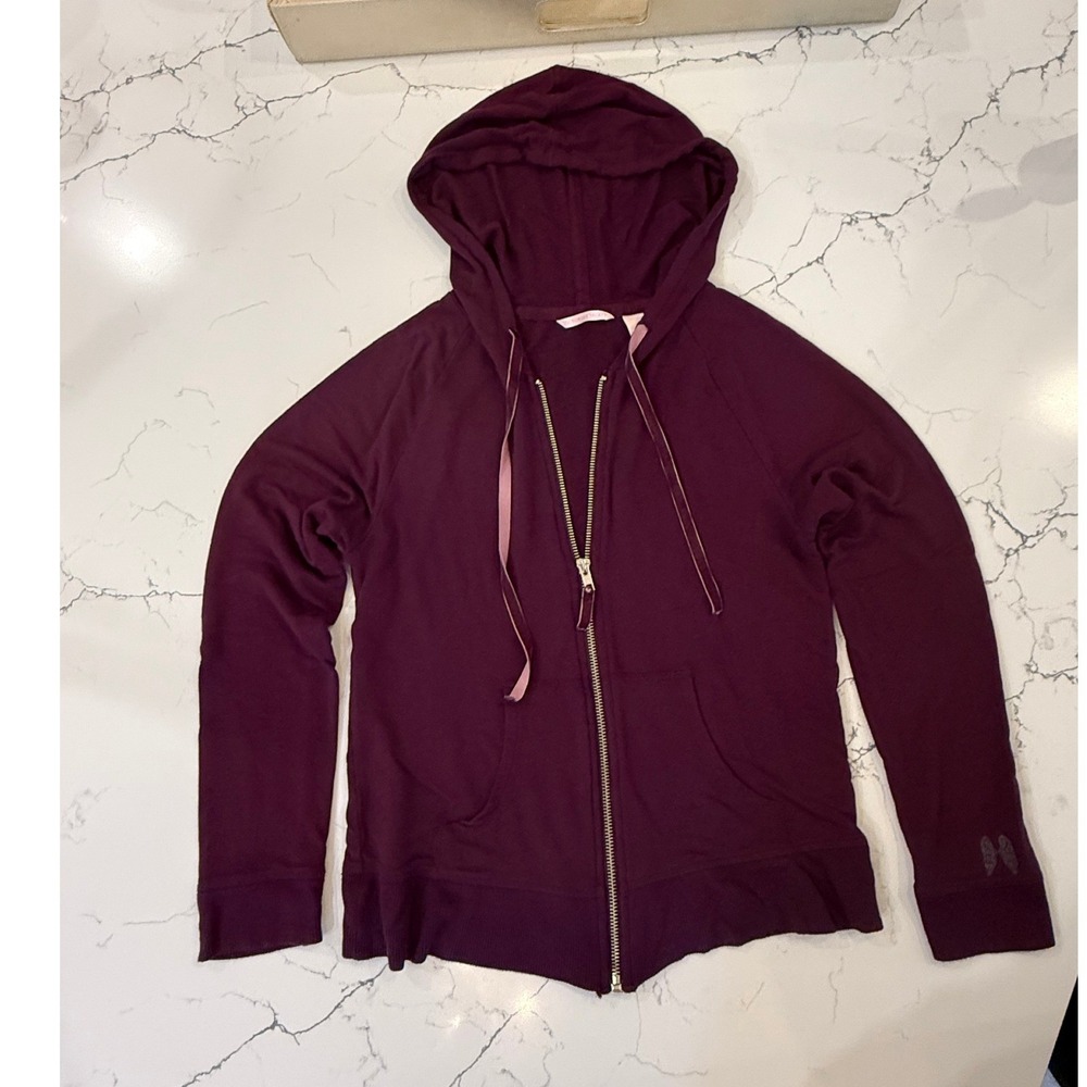 Victoria's Secret Burgundy Full Zip Hoodie S/P Y2K Logo